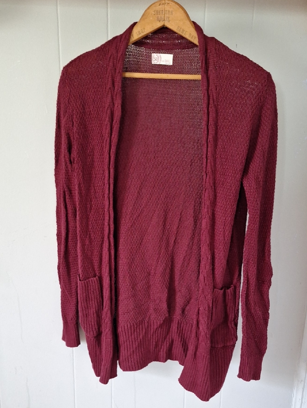 Heritage Open-Front Wine Red Cardigan